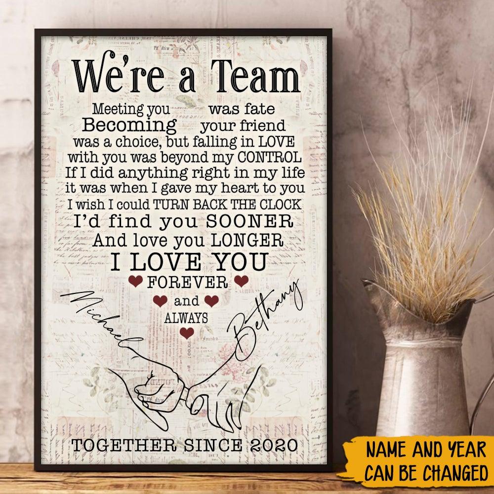 Personalized Family Poster Were A Team Hand Holding CTM Canvas Custom - Printyourwear