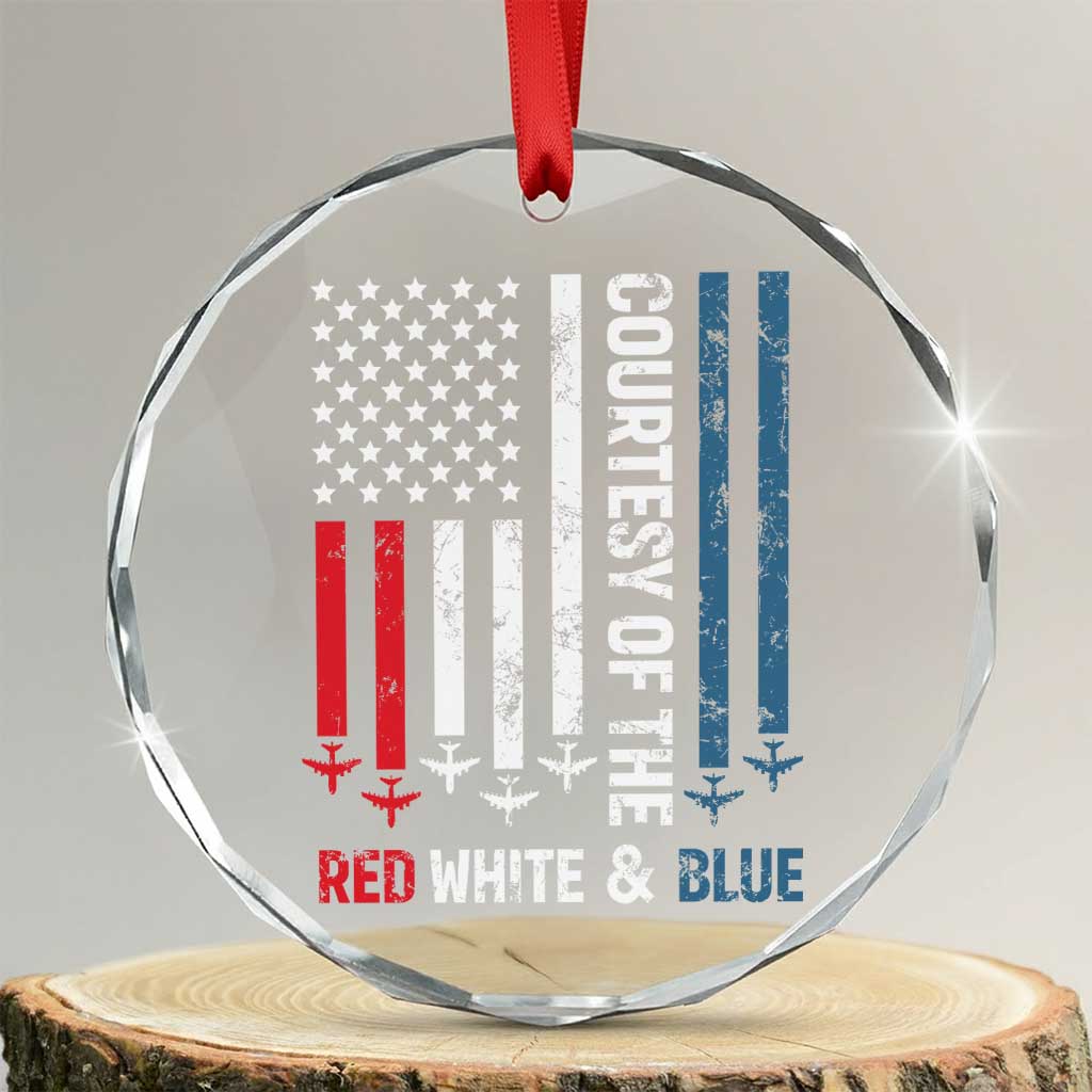 Courtesy of the Red White and Blue Crystal Glass Ornament US Military Patriotic American Flag TS02 Transparent Glass 3'' Circle Print Your Wear