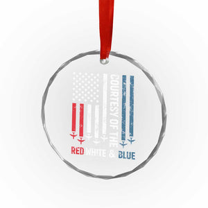 Courtesy of the Red White and Blue Crystal Glass Ornament US Military Patriotic American Flag TS02 Print Your Wear