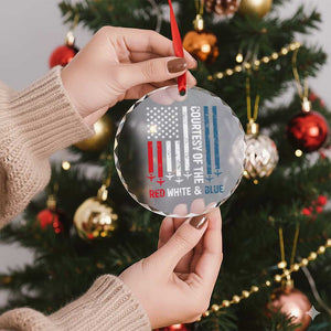 Courtesy of the Red White and Blue Crystal Glass Ornament US Military Patriotic American Flag TS02 Print Your Wear