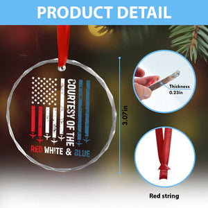 Courtesy of the Red White and Blue Crystal Glass Ornament US Military Patriotic American Flag TS02 Print Your Wear