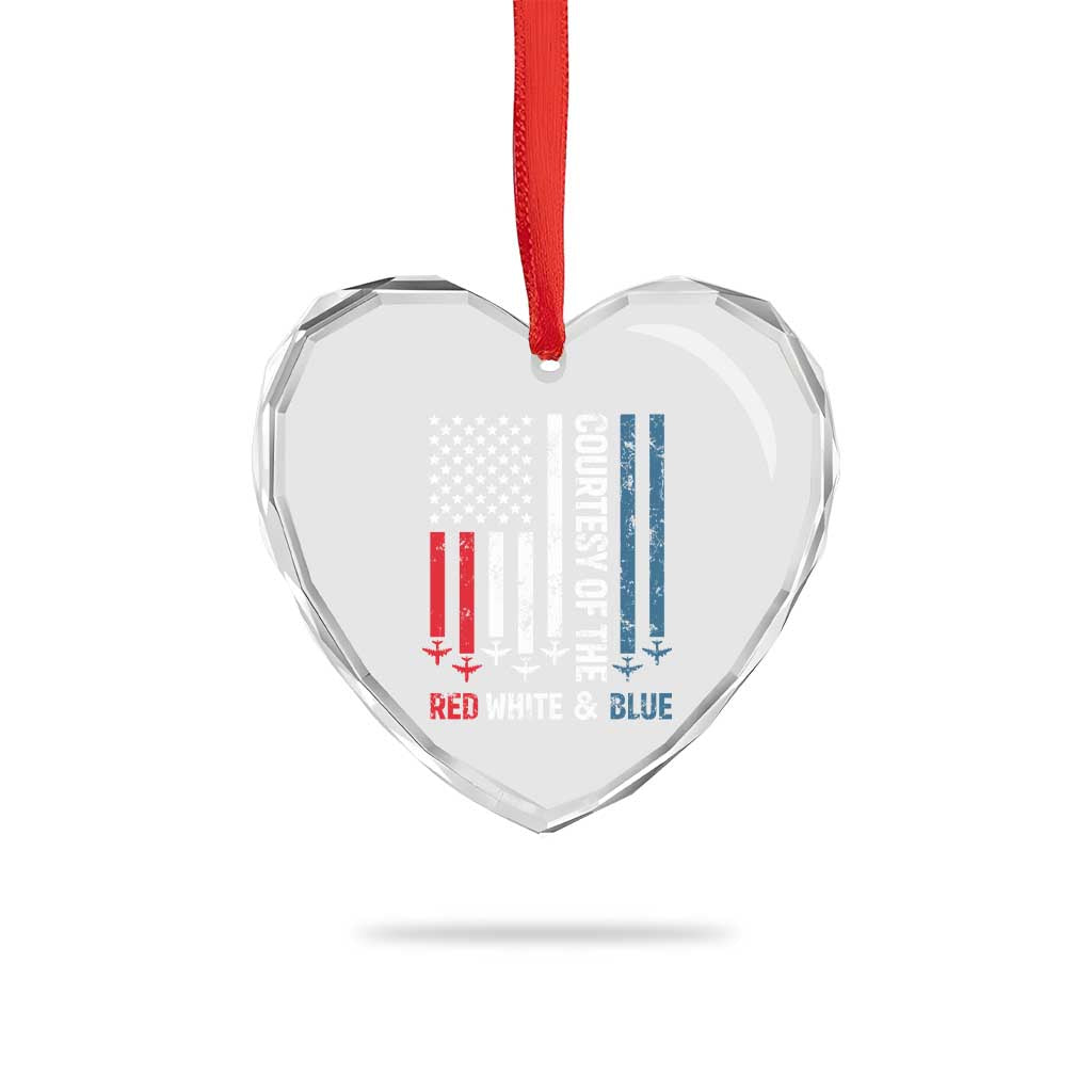 Courtesy of the Red White and Blue Heart Crystal Glass Ornament US Military Patriotic American Flag TS02 Print Your Wear