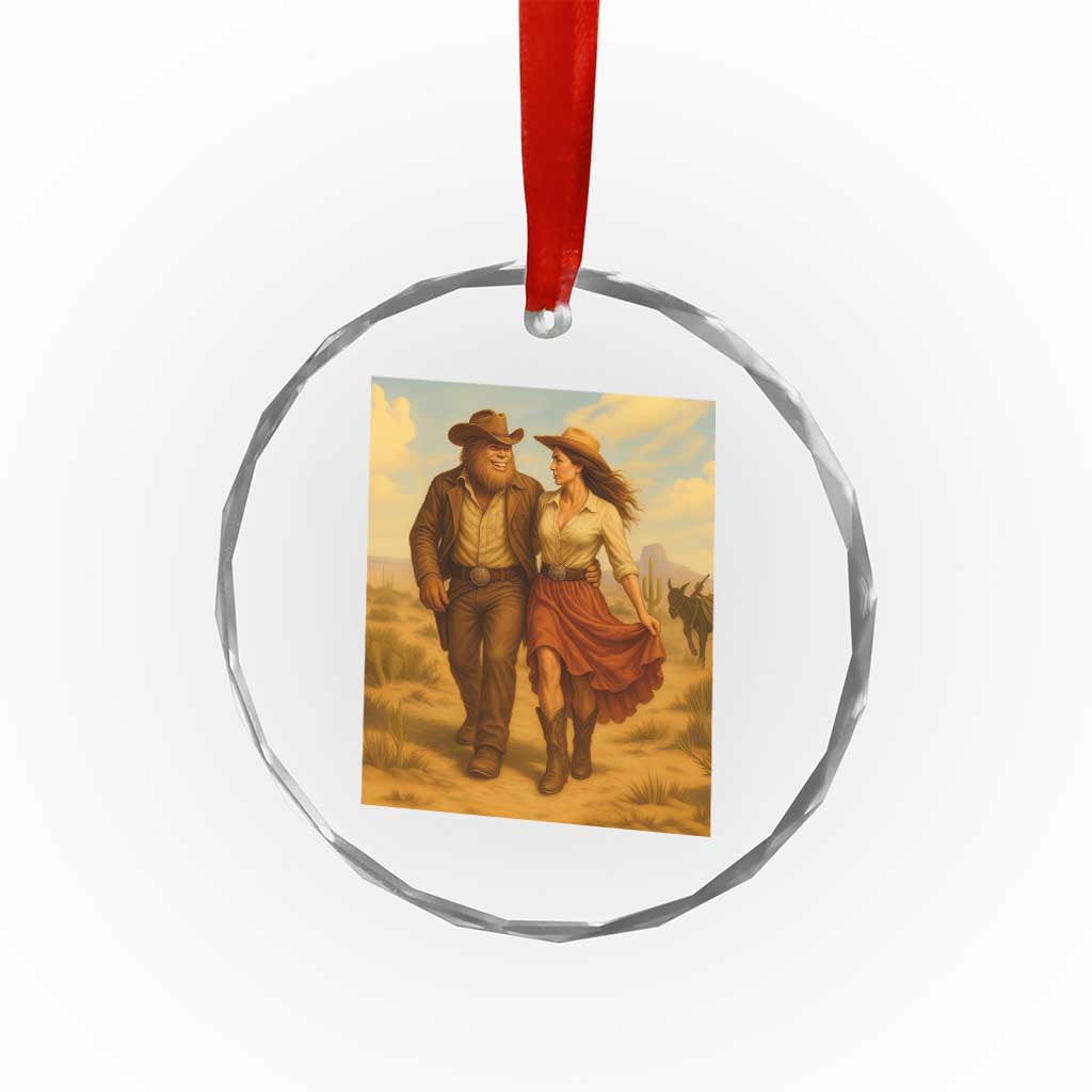 Cowboy Bigfoot Crystal Glass Ornament Funny Sasquatch Dancing Cowgirl Western Country TS14 Print Your Wear