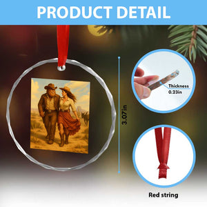 Cowboy Bigfoot Crystal Glass Ornament Funny Sasquatch Dancing Cowgirl Western Country TS14 Print Your Wear