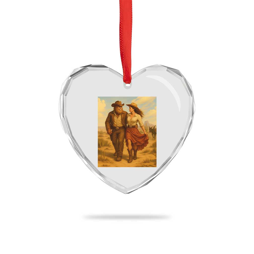 Cowboy Bigfoot Heart Crystal Glass Ornament Funny Sasquatch Dancing Cowgirl Western Country TS14 Print Your Wear