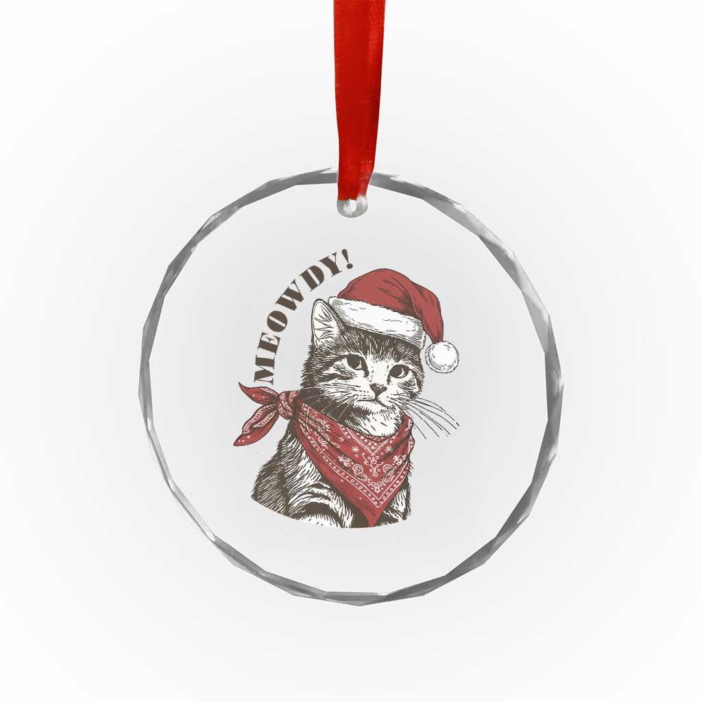 Cowboy Cat Christmas Crystal Glass Ornament Meowdy Western Rodeo TS14 Print Your Wear