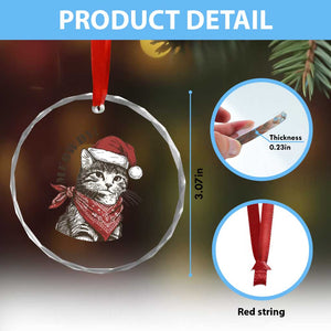 Cowboy Cat Christmas Crystal Glass Ornament Meowdy Western Rodeo TS14 Print Your Wear