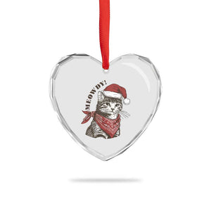 Cowboy Cat Christmas Heart Crystal Glass Ornament Meowdy Western Rodeo TS14 Print Your Wear
