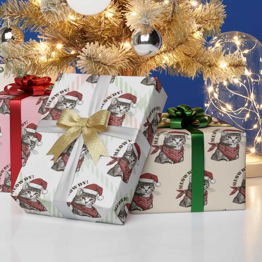 Cowboy Cat Christmas Wrapping Paper Roll Meowdy Western Rodeo TS14 Print Your Wear