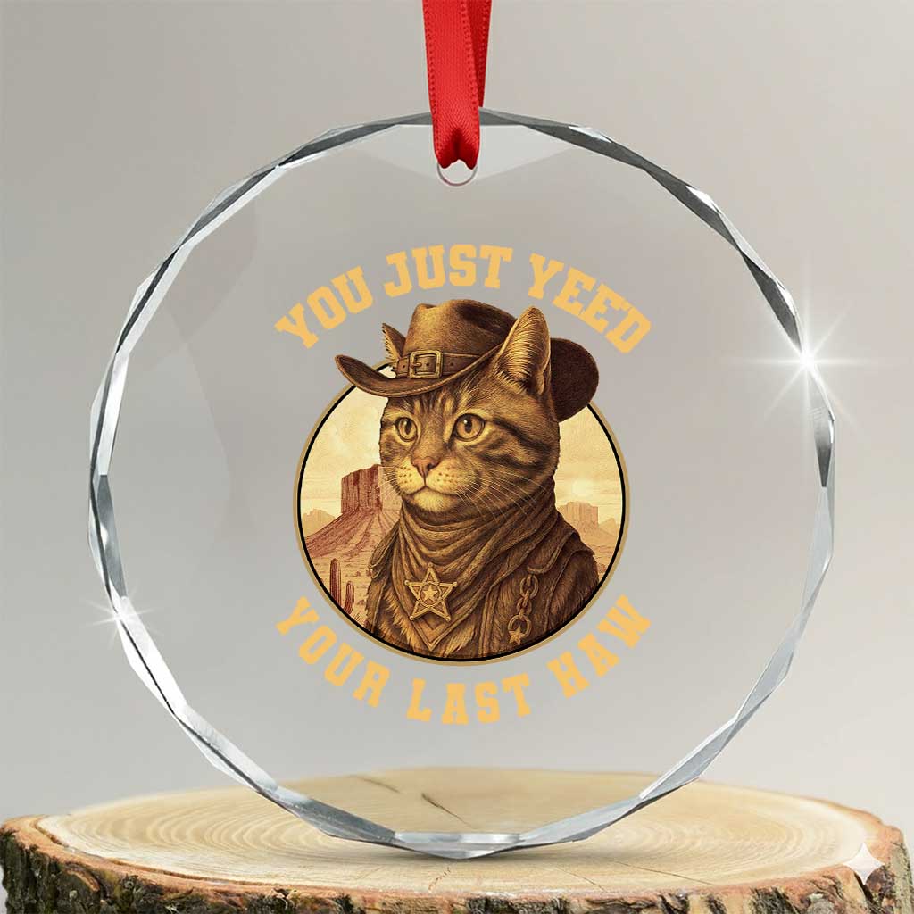 Cowboy Cat Crystal Glass Ornament You Just Yeehaw Your Last Haw TS14 Transparent Glass 3'' Circle Print Your Wear