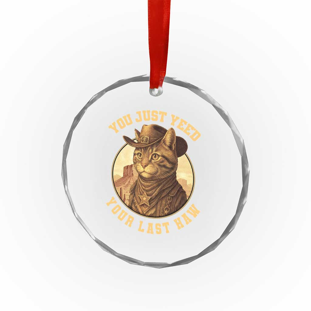 Cowboy Cat Crystal Glass Ornament You Just Yeehaw Your Last Haw TS14 Print Your Wear