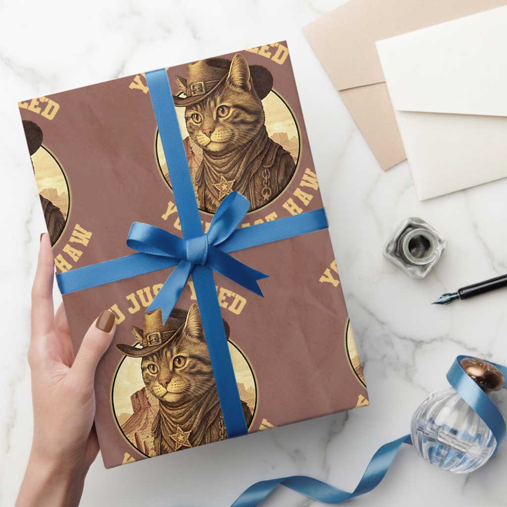 Cowboy Cat Wrapping Paper Roll You Just Yeehaw Your Last Haw TS14 Mocha Print Your Wear
