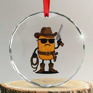 Cowboy Chicken Nugget Crystal Glass Ornament Funny Food Gift TS12 Transparent Glass 3'' Circle Print Your Wear