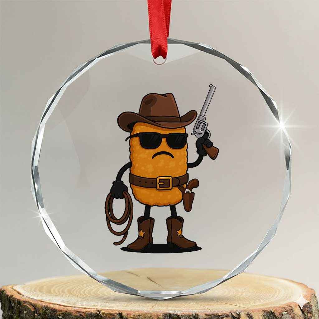 Cowboy Chicken Nugget Crystal Glass Ornament Funny Food Gift TS12 Transparent Glass 3'' Circle Print Your Wear