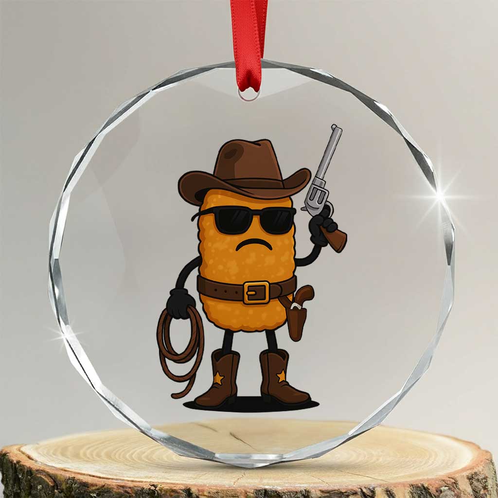 Cowboy Chicken Nugget Crystal Glass Ornament Funny Food Gift TS12 Transparent Glass 3'' Circle Print Your Wear