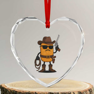 Cowboy Chicken Nugget Heart Crystal Glass Ornament Funny Food Gift TS12 Transparent Glass 3'' Heart Print Your Wear