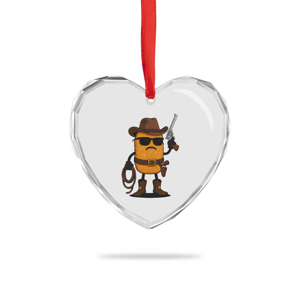 Cowboy Chicken Nugget Heart Crystal Glass Ornament Funny Food Gift TS12 Print Your Wear