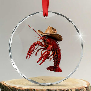 Cowboy Crawfish Crystal Glass Ornament Yeeclaw Western Country Seafood Lobster Cajun Lovers TS10 Transparent Glass 3'' Circle Print Your Wear