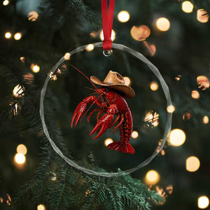Cowboy Crawfish Crystal Glass Ornament Yeeclaw Western Country Seafood Lobster Cajun Lovers TS10 Print Your Wear