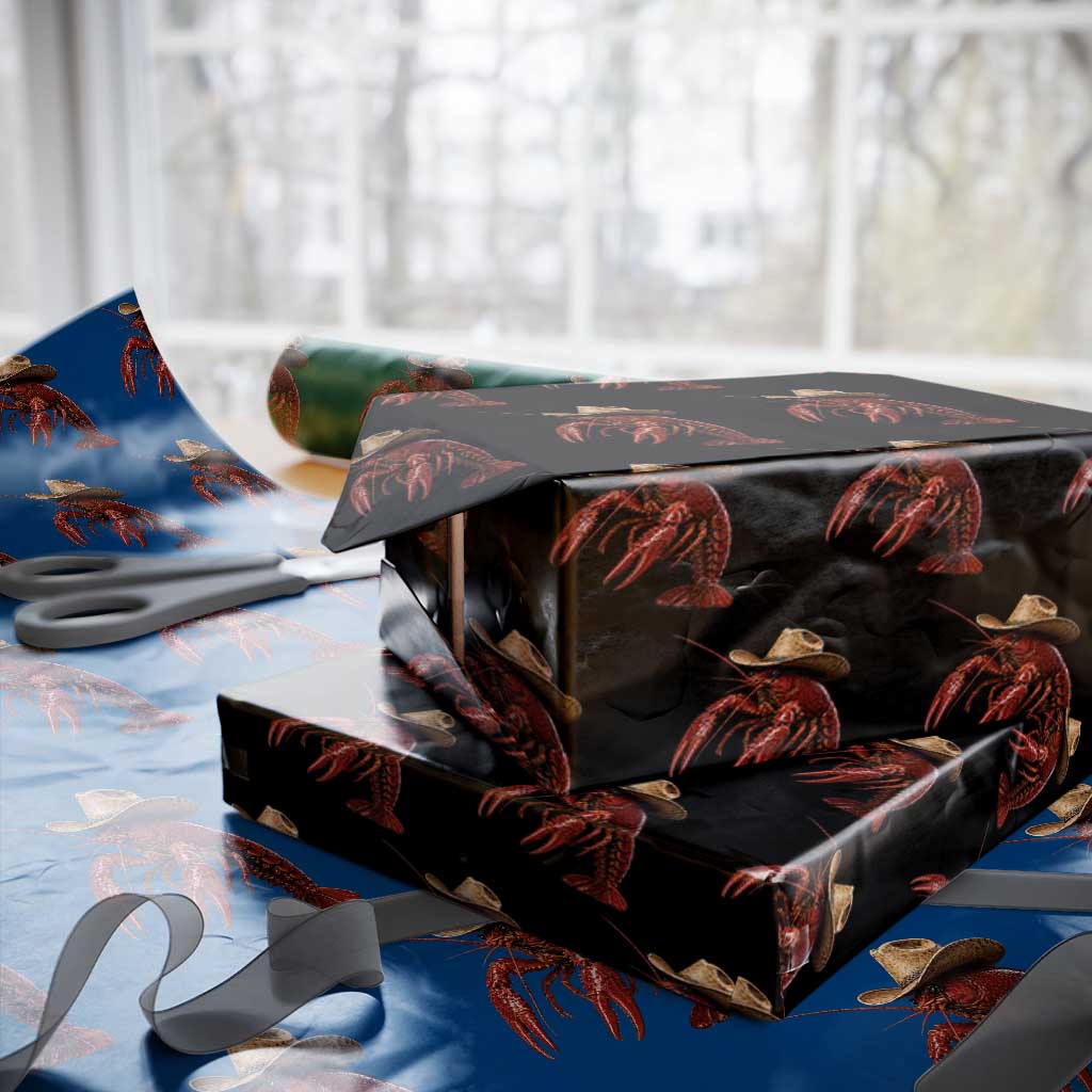 Cowboy Crawfish Wrapping Paper Roll Yeeclaw Western Country Seafood Lobster Cajun Lovers TS10 Black Print Your Wear