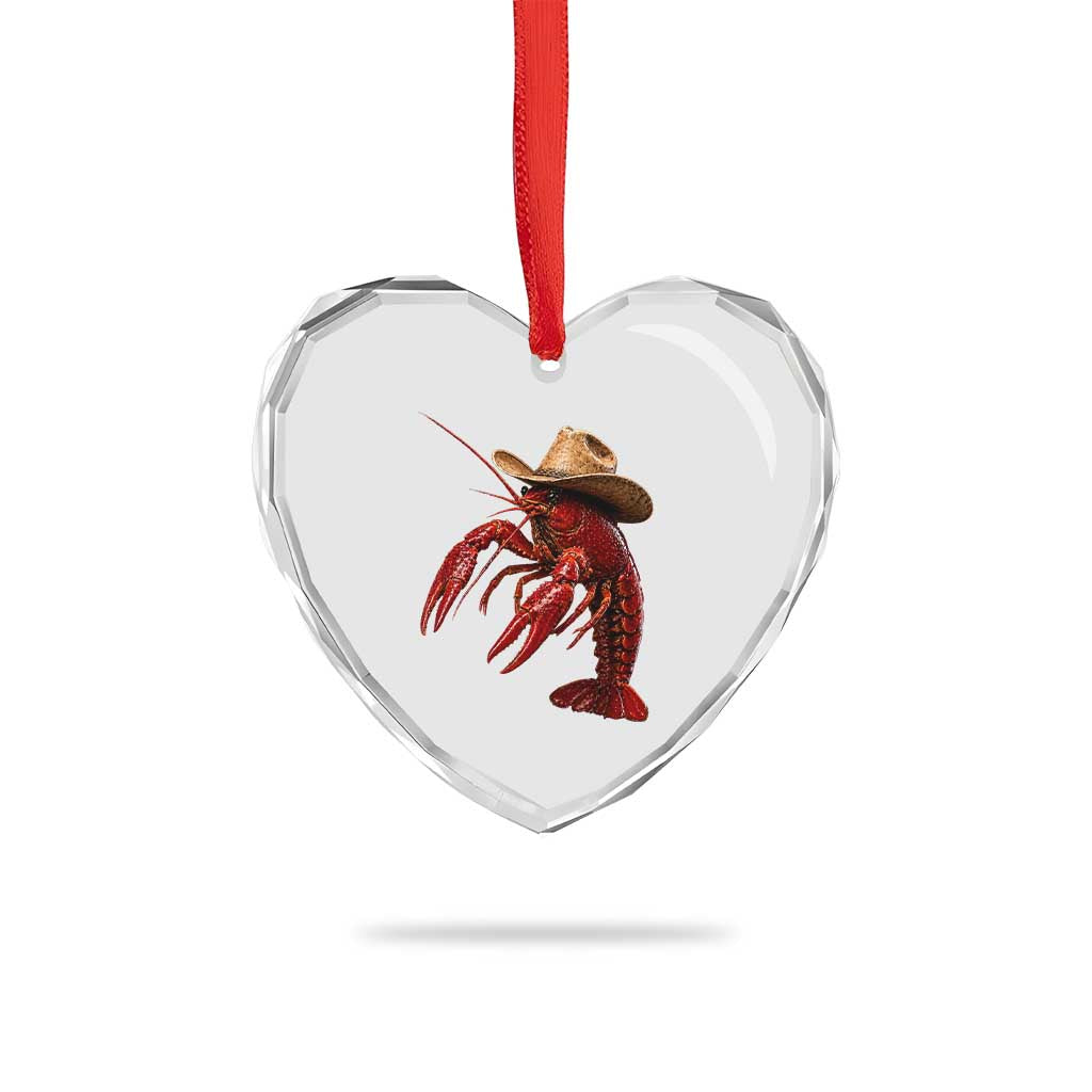 Cowboy Crawfish Heart Crystal Glass Ornament Yeeclaw Western Country Seafood Lobster Cajun Lovers TS10 Print Your Wear