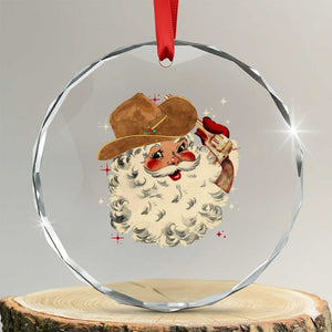 Cowboy Crystal Glass Ornament Santa Claus Merry Xmas Vintage 90s Western Country TS10 Transparent Glass 3'' Circle Print Your Wear