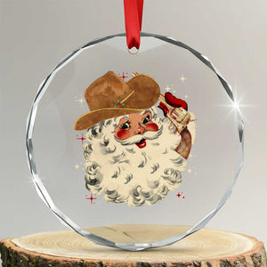 Cowboy Crystal Glass Ornament Santa Claus Merry Xmas Vintage 90s Western Country TS10 Transparent Glass 3'' Circle Print Your Wear
