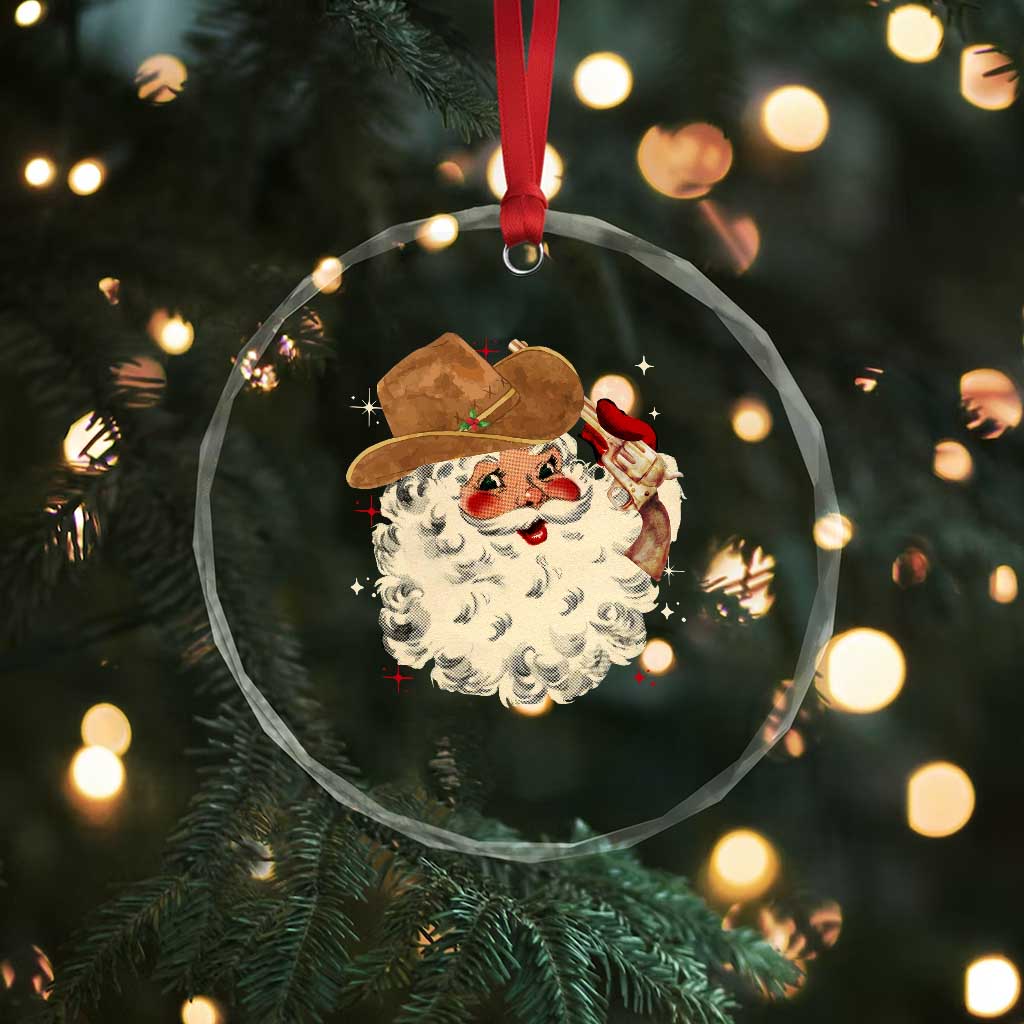 Cowboy Crystal Glass Ornament Santa Claus Merry Xmas Vintage 90s Western Country TS10 Print Your Wear