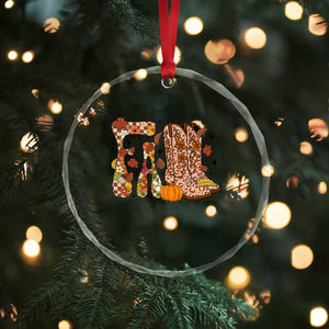 Cowboy Fall Season Thanksgiving Western Boots Pumpkin Crystal Glass Ornament TS11 Print Your Wear