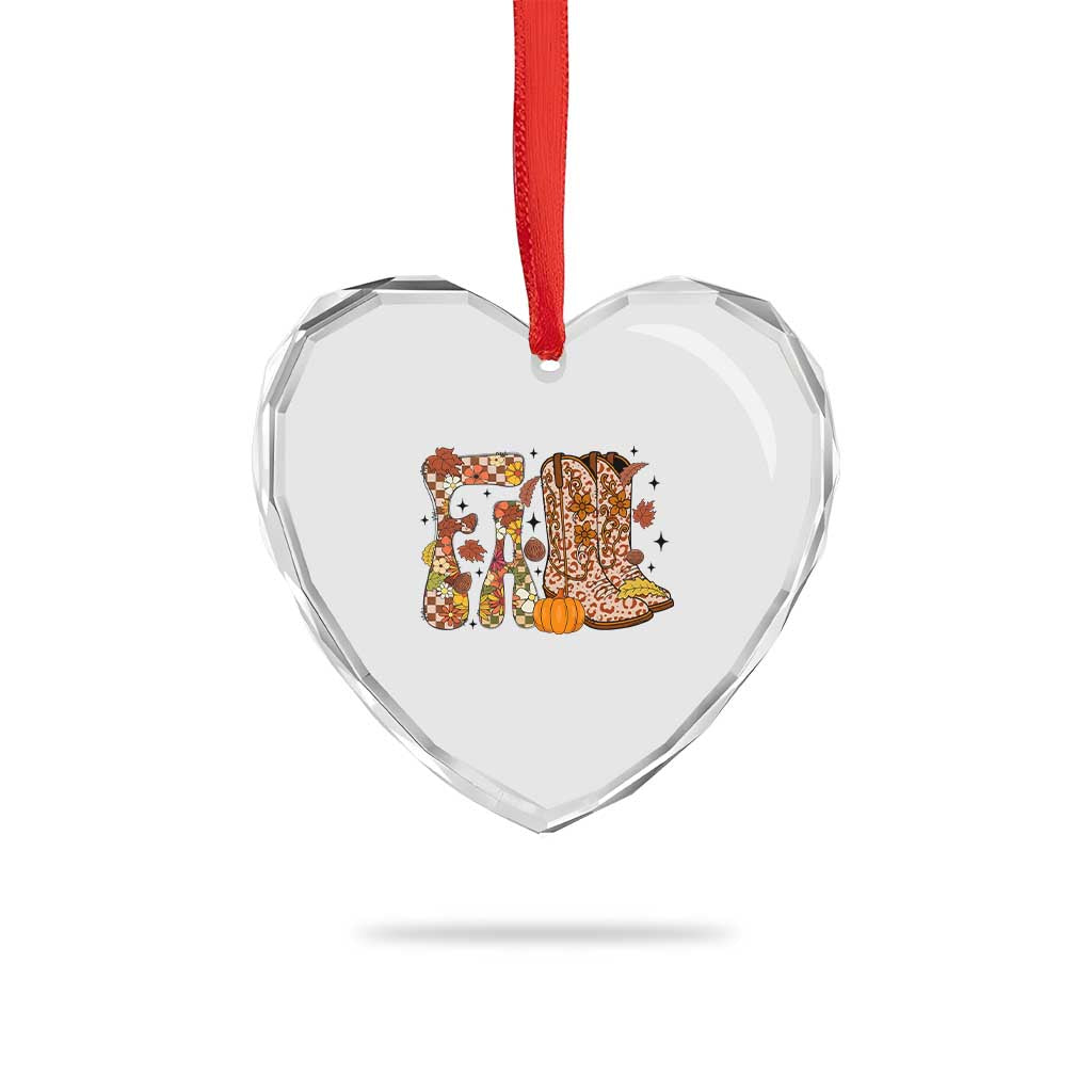 Cowboy Fall Season Thanksgiving Western Boots Pumpkin Heart Crystal Glass Ornament TS11 Print Your Wear