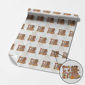 Cowboy Fall Season Thanksgiving Western Boots Pumpkin Wrapping Paper Roll TS11 Christmas Plaid Print Your Wear