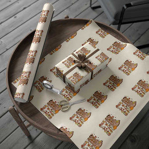 Cowboy Fall Season Thanksgiving Western Boots Pumpkin Wrapping Paper Roll TS11 Beige Print Your Wear