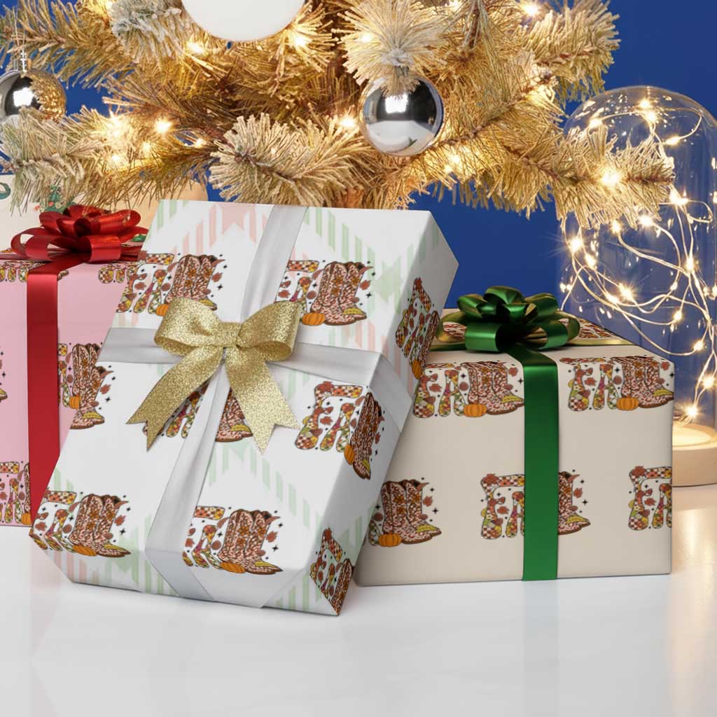 Cowboy Fall Season Thanksgiving Western Boots Pumpkin Wrapping Paper Roll TS11 Print Your Wear