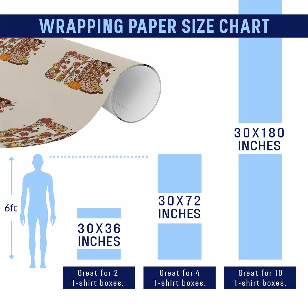 Cowboy Fall Season Thanksgiving Western Boots Pumpkin Wrapping Paper Roll TS11 Print Your Wear