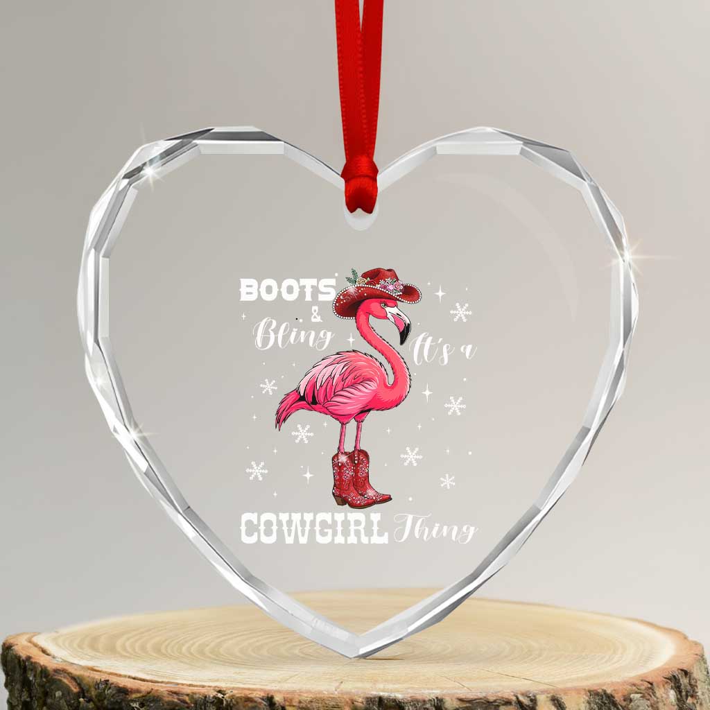 Cowboy Flamingo Heart Crystal Glass Ornament Boots And Bling It Is A Cowgirl Thing TS14 Transparent Glass 3'' Heart Print Your Wear