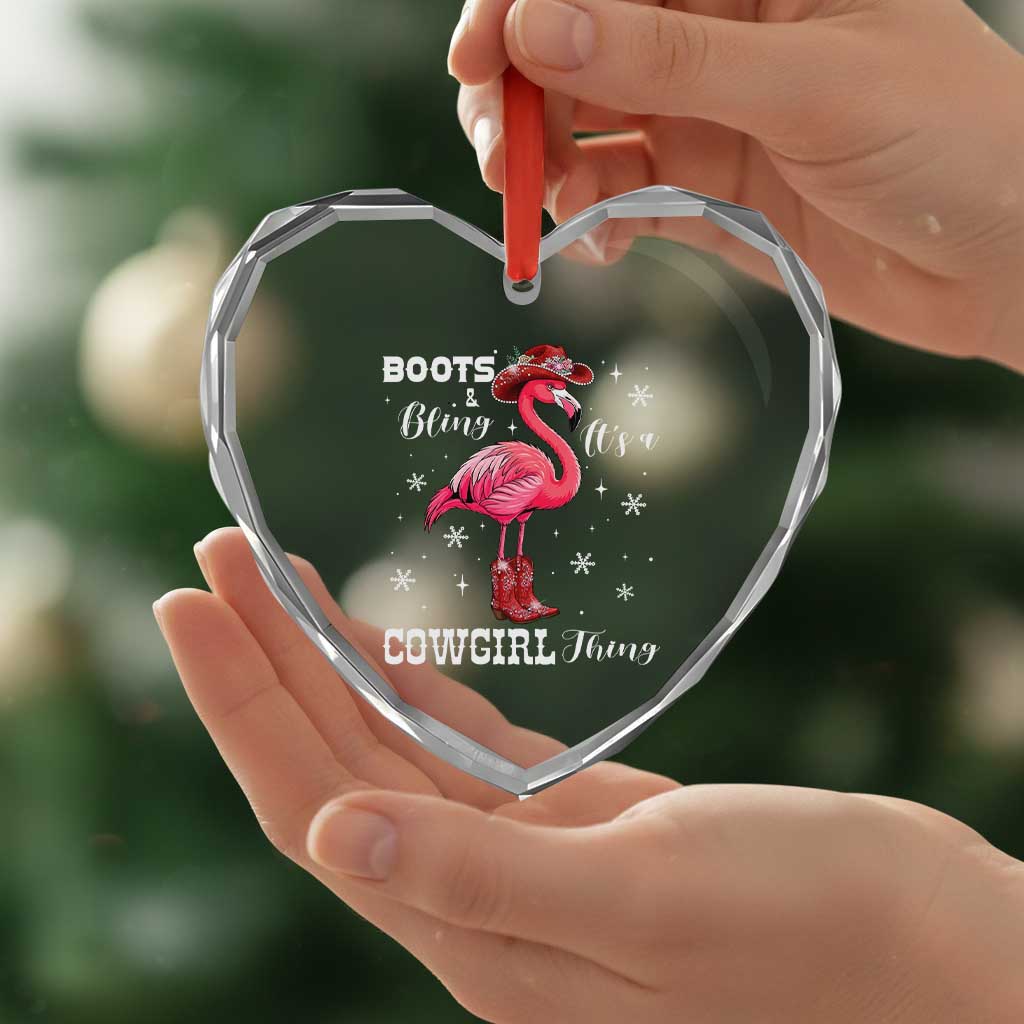 Cowboy Flamingo Heart Crystal Glass Ornament Boots And Bling It Is A Cowgirl Thing TS14 Print Your Wear