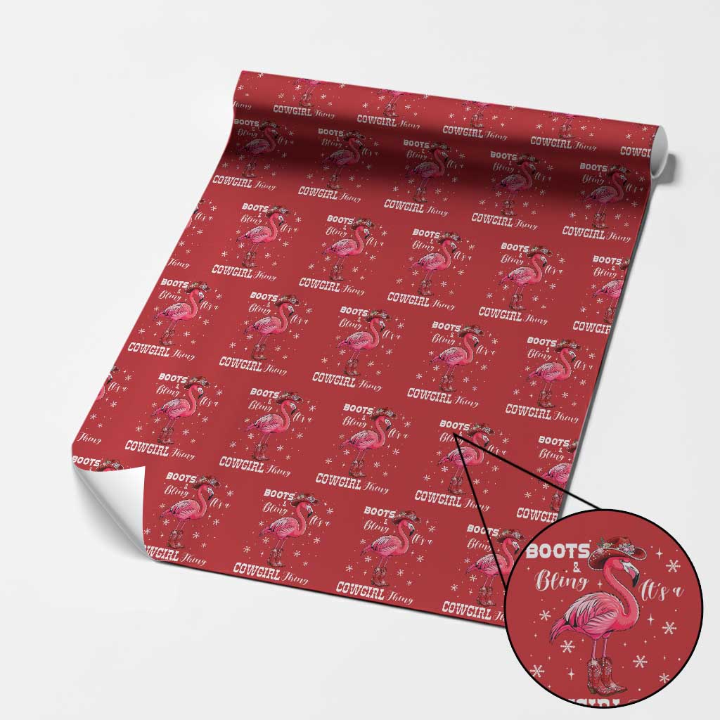 Cowboy Flamingo Wrapping Paper Roll Boots And Bling It Is A Cowgirl Thing TS14 Red Print Your Wear