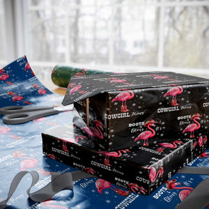 Cowboy Flamingo Wrapping Paper Roll Boots And Bling It Is A Cowgirl Thing TS14 Black Print Your Wear