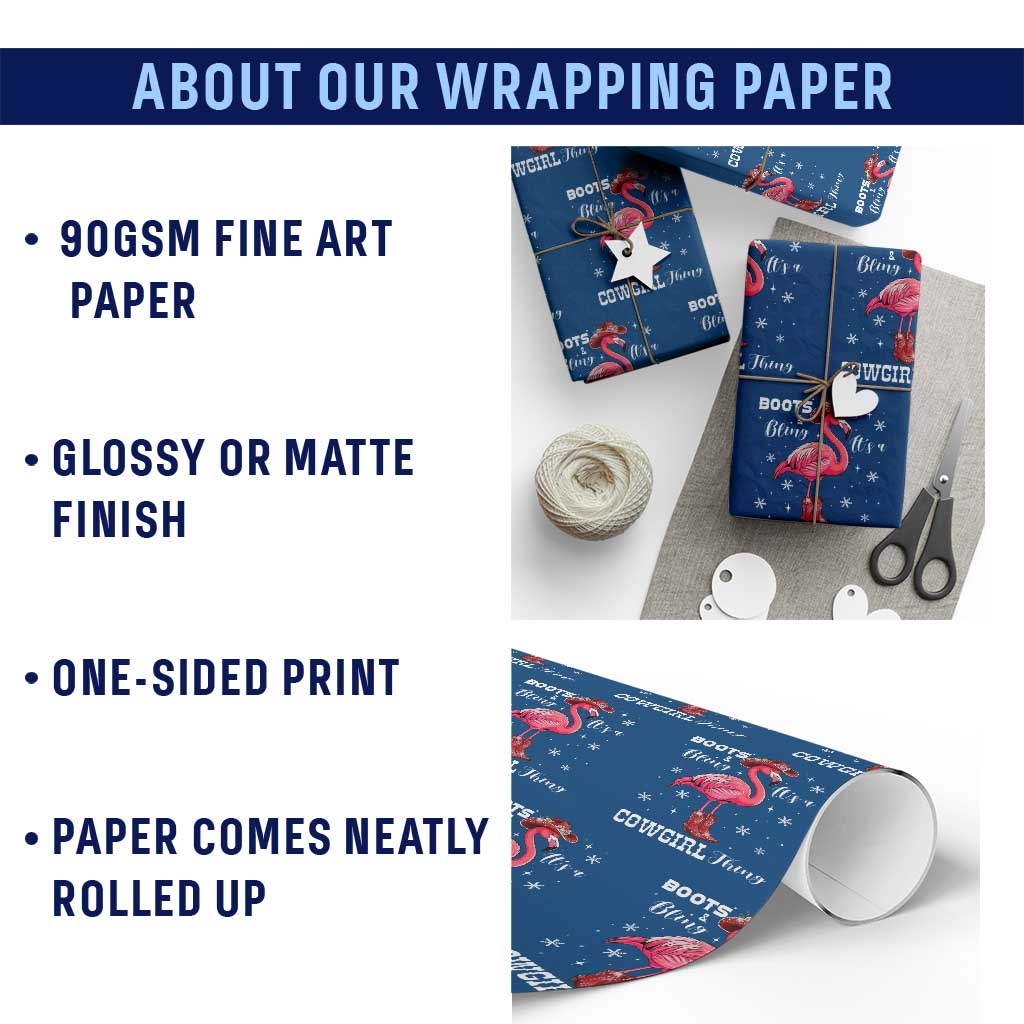 Cowboy Flamingo Wrapping Paper Roll Boots And Bling It Is A Cowgirl Thing TS14 Print Your Wear