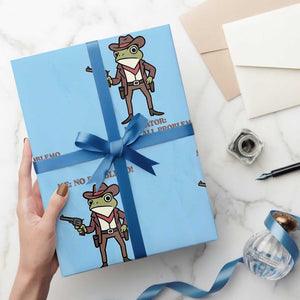 Cowboy Frog Meme Wrapping Paper Roll Funny Me No Problemo Narrator TS14 Light Blue Print Your Wear