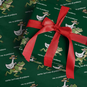 Cowboy Goose Meme Wrapping Paper Roll Funny Frog Me No Problemo Narrator TS14 Green Print Your Wear