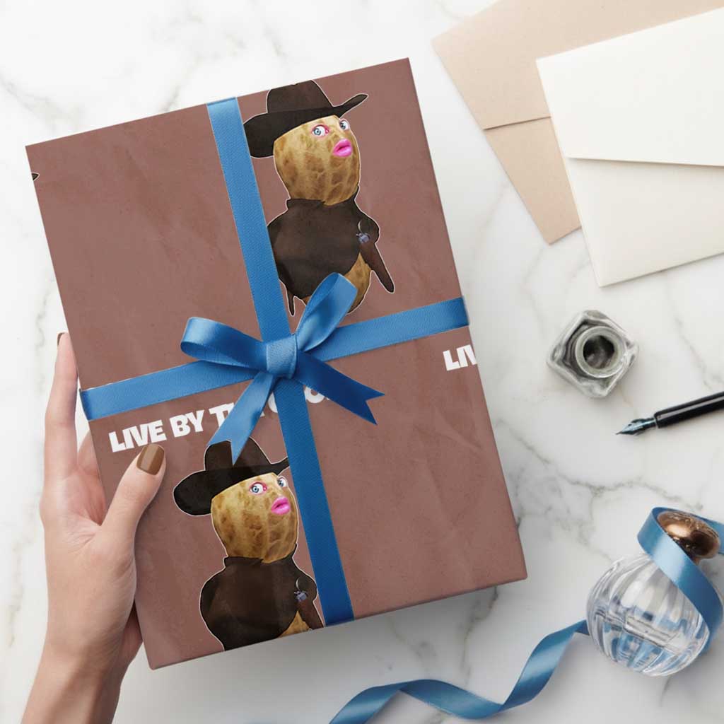 Cowboy Peanut Meme Wrapping Paper Roll Live By The Goop Die By The Goop TS02 Mocha Print Your Wear