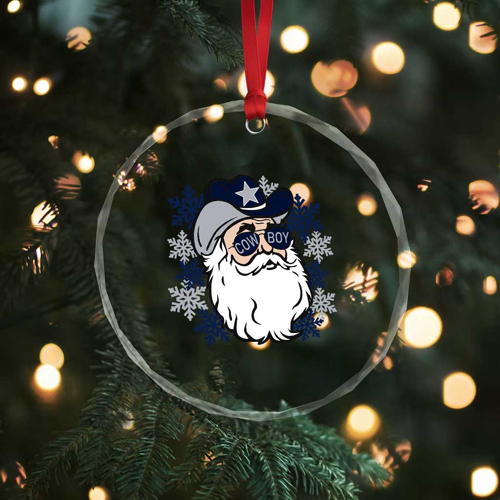 Western Cowboy Santa Christmas Crystal Glass Ornament Cool Retro Nostalgic Xmas Gift TS02 Print Your Wear