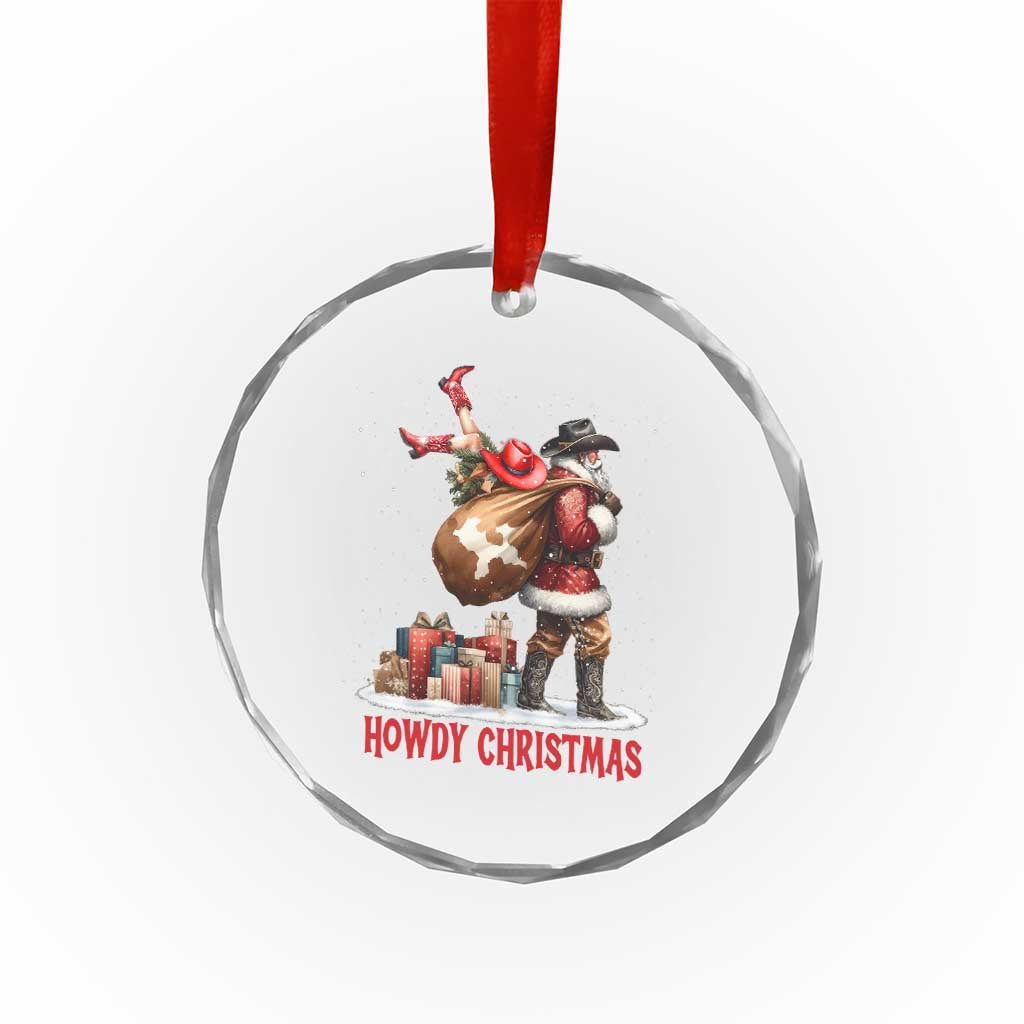 Cowboy Santa Christmas Crystal Glass Ornament Funny Western Xmas TS14 Print Your Wear