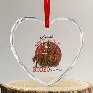 Cowboy Santa Christmas Heart Crystal Glass Ornament Annual North Pole Rodeo Dec 25th TS14 Transparent Glass 3'' Heart Print Your Wear