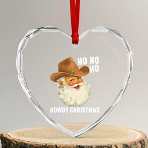 Cowboy Santa Christmas Heart Crystal Glass Ornament Ho Ho Ho Howdy Christmas TS14 Transparent Glass 3'' Heart Print Your Wear