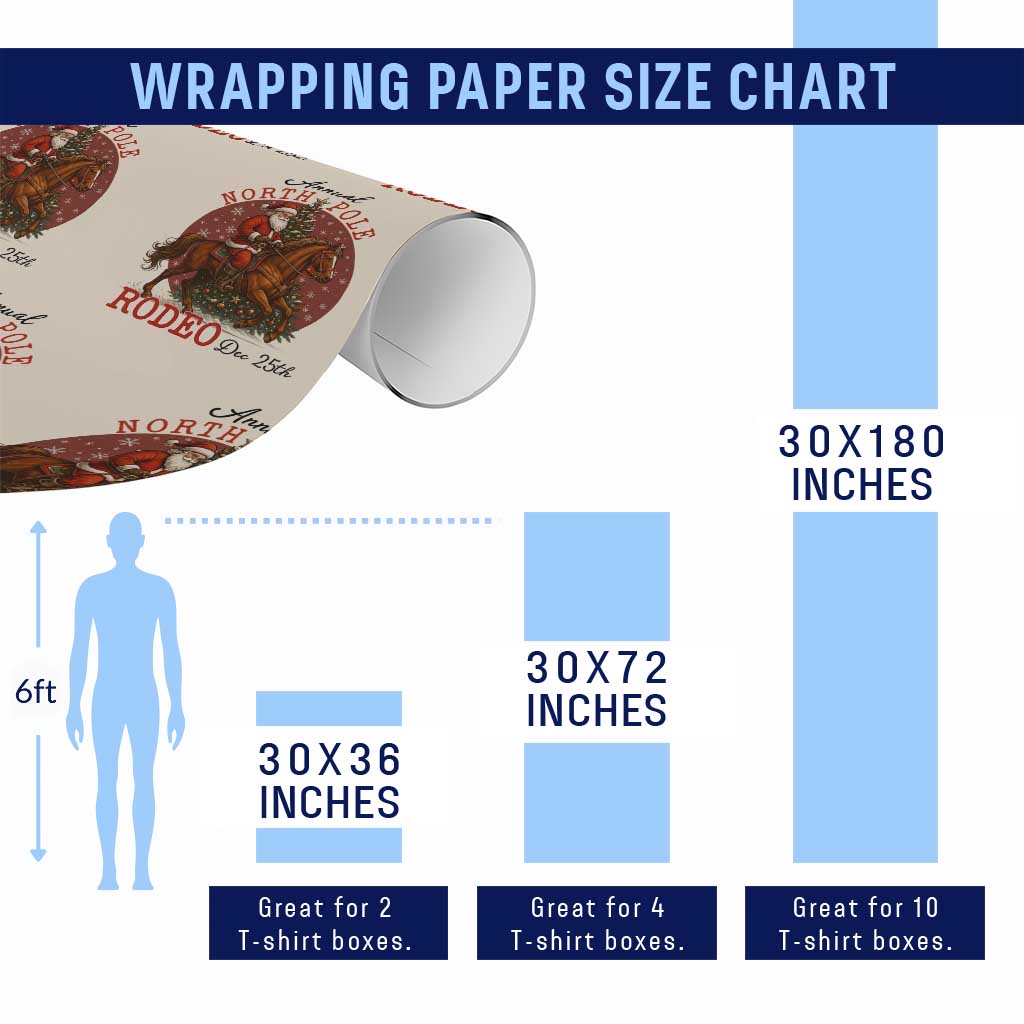 Cowboy Santa Christmas Wrapping Paper Roll Annual North Pole Rodeo Dec 25th TS14 Print Your Wear