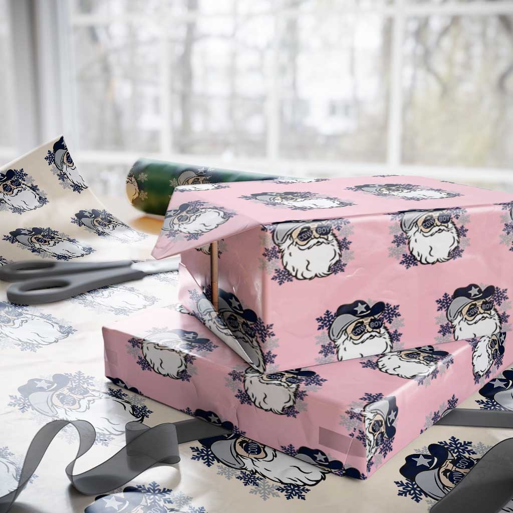 Western Cowboy Santa Christmas Wrapping Paper Roll Cool Retro Nostalgic Xmas Gift TS02 Light Pink Print Your Wear