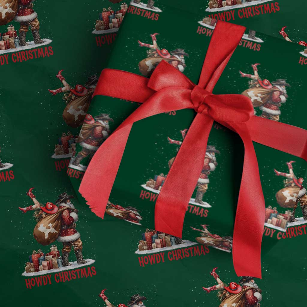 Cowboy Santa Christmas Wrapping Paper Roll Funny Western Xmas TS14 Green Print Your Wear