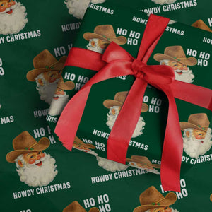 Cowboy Santa Christmas Wrapping Paper Roll Ho Ho Ho Howdy Christmas TS14 Green Print Your Wear